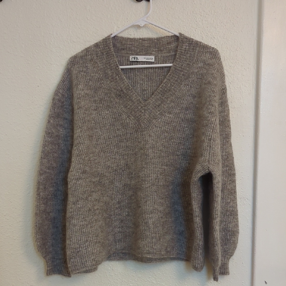 Zara Mohair Blend Gray Sweater